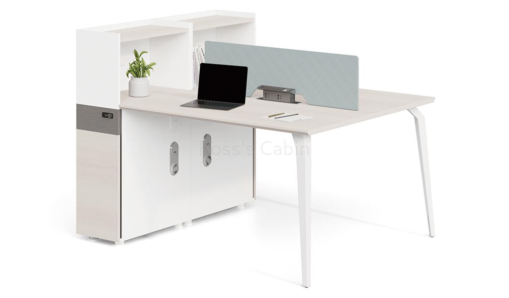 ‘Orion’ Workstation System With Partition In Pear Wood Finish
