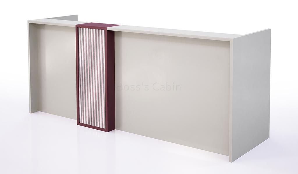 ‘Orion’ 8 Feet Reception Desk In Seagull Gray & Canyon Red Finish