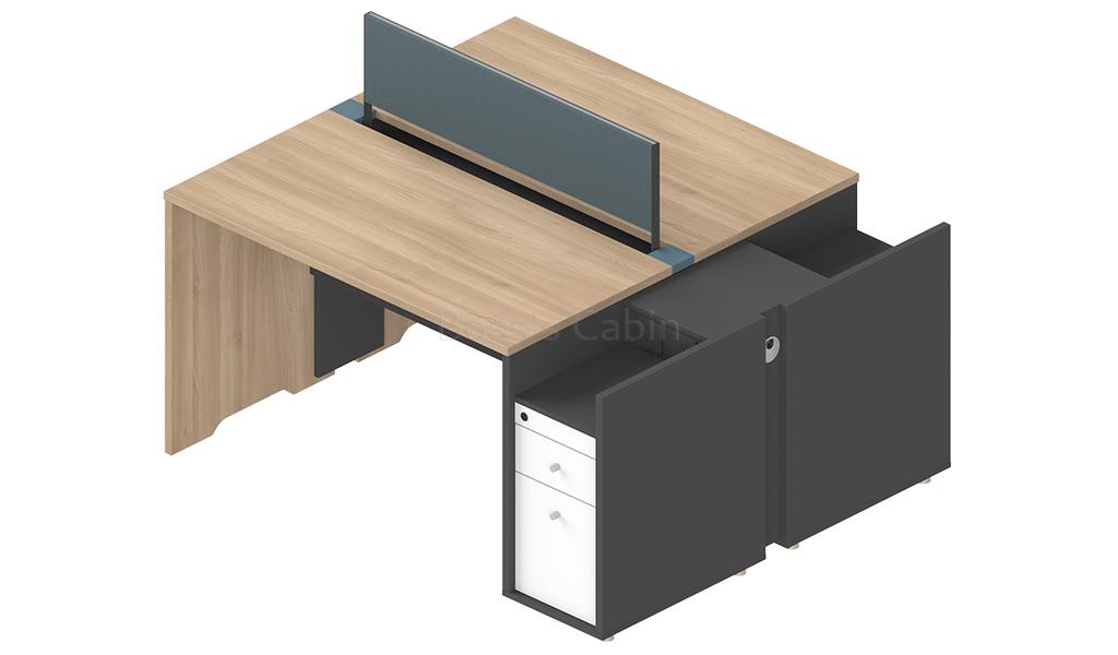 ‘Spiro’ Two Seater Workstation In Akazie Oak & Carbon Gray Finish