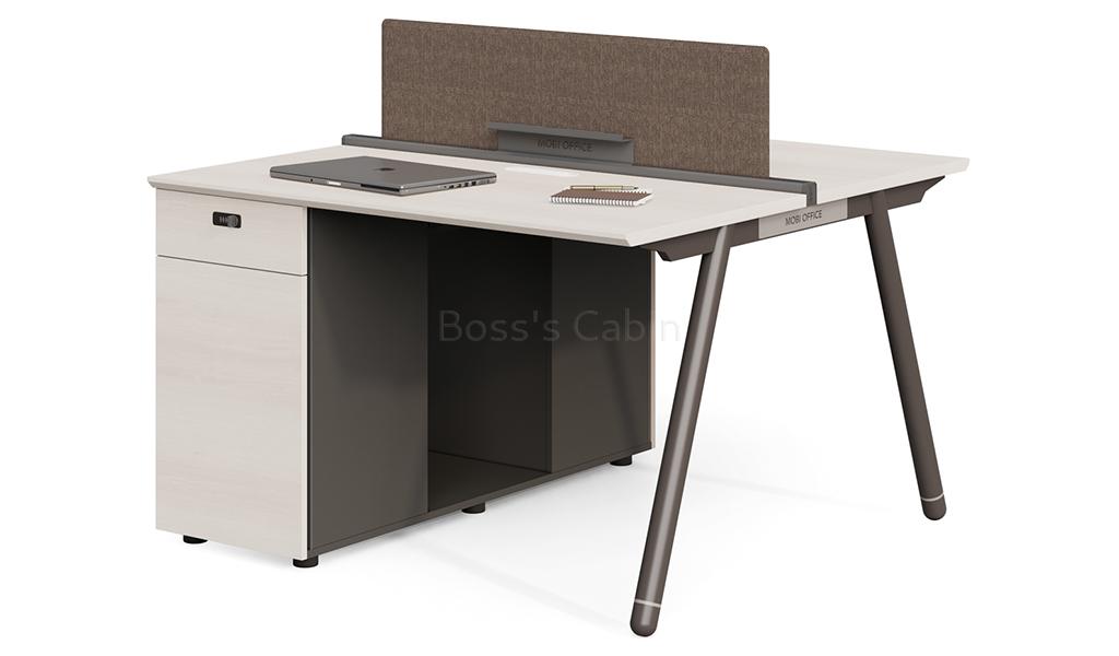 ‘Orion’ Linear Workstation In Pear Wood & Meteor Gray Finish