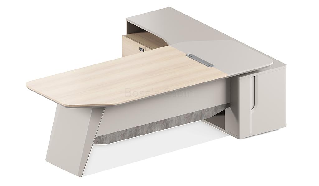 ‘Orion’ 8 Feet Office Desk In Pear Wood and Seagull Gray Finish