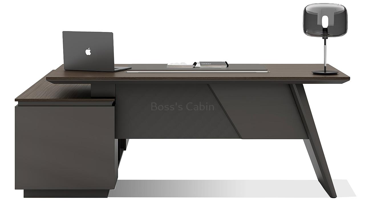 ‘Vistra’ 6.5 Feet Desk With Slanted Leg In Asti Walnut & Gray