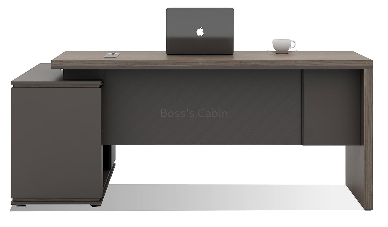 ‘Vistra’ 6.5 Feet Office Desk In Asti Walnut & Advanced Gray Finish