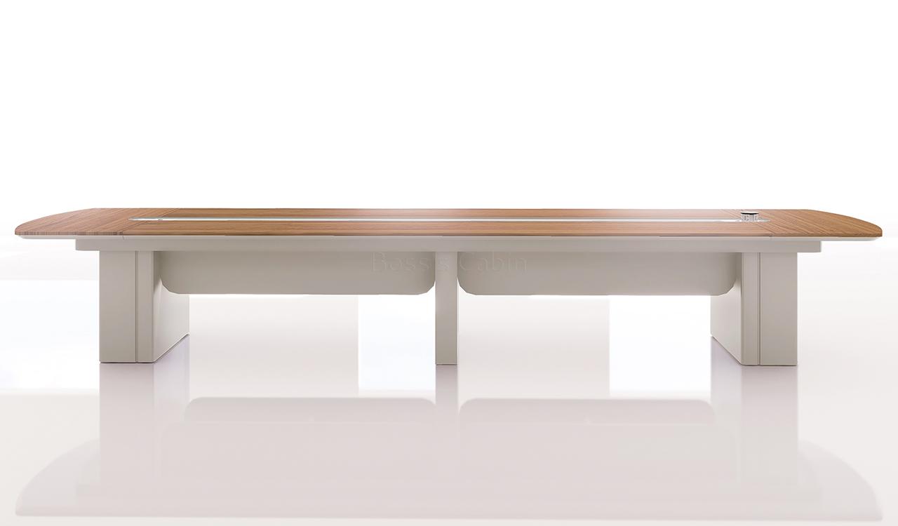 ‘Swan Neo’ 16 Feet Meeting Table In Golden Sandal Wood Finish