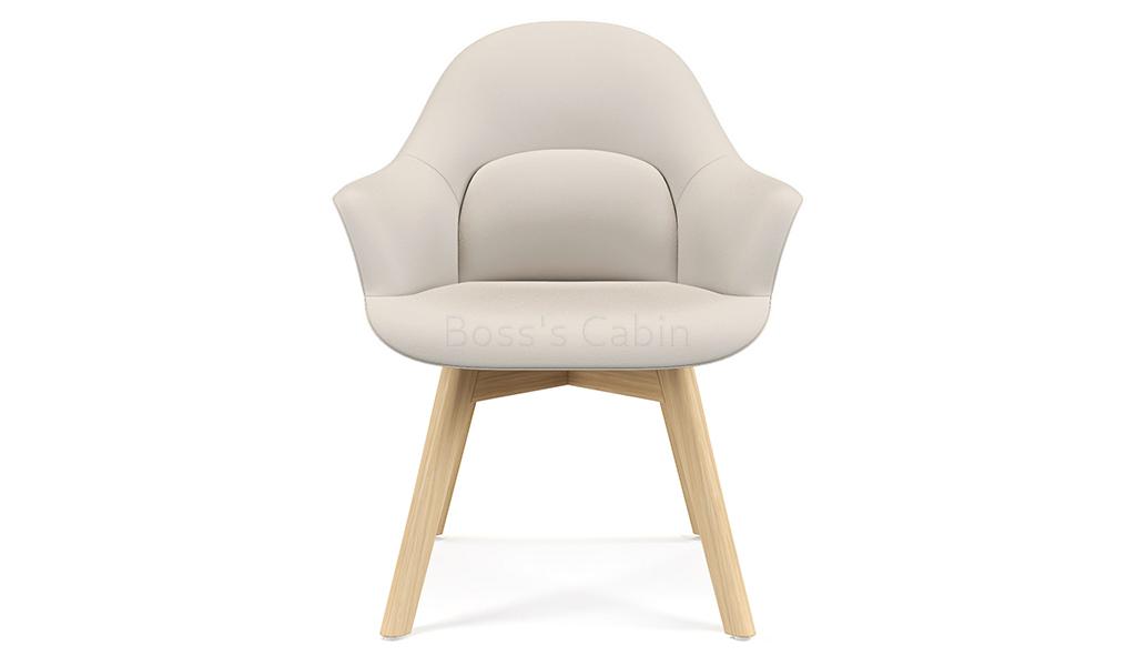 ‘Tulip’ Multi-Purpose Chair In EPU Leather & Solid Wood Base