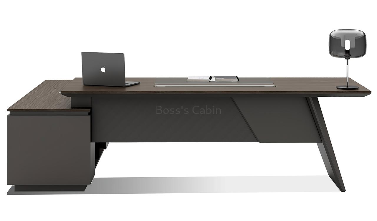 ‘Vistra’ 8 Feet Desk With Slanted Leg In Asti Walnut & Gray