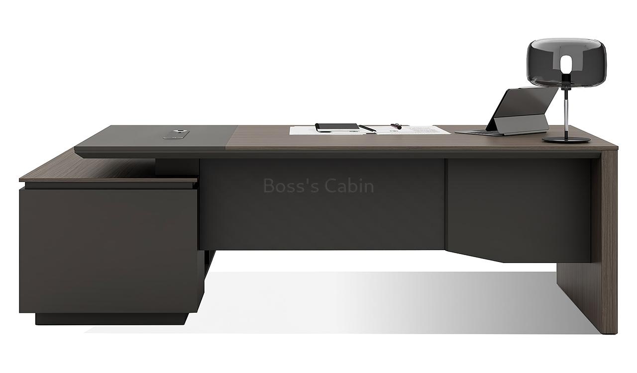 ‘Vistra’ 8 Feet Office Desk In Asti Walnut & Advanced Gray Finish