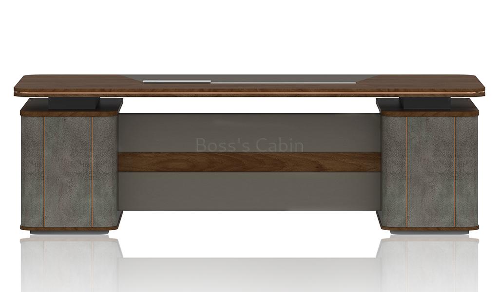 ‘Inspira Gold’ 7 Feet Office Table In Norica Walnut & Rock Gray Finish