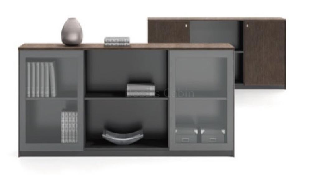 ‘Veta’ Filing Credenza & Bookshelf With Glass Doors