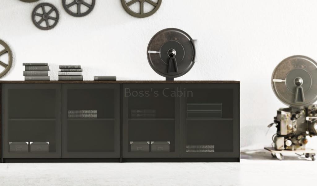 ‘Veta’ Low Office Cabinet With Glass Doors
