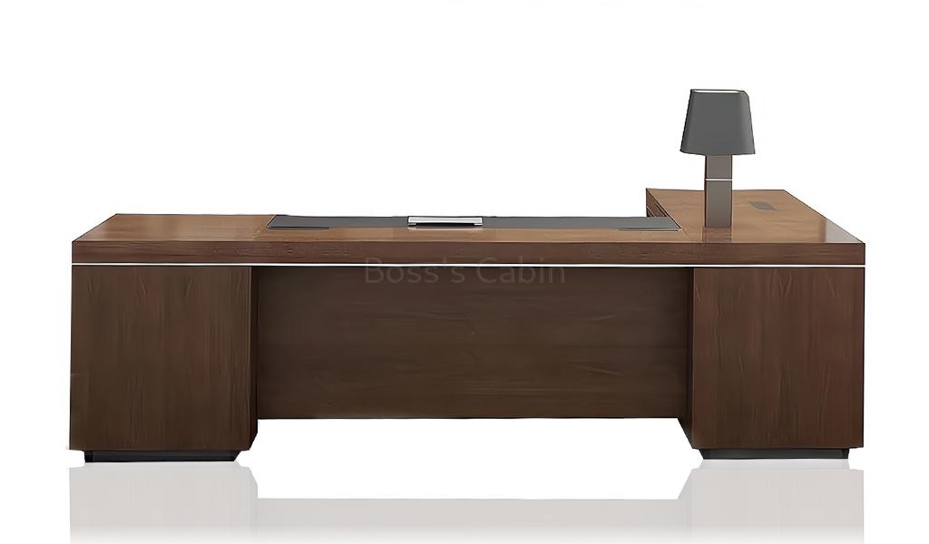‘Lexon’ 9 Feet Office Table With Side Return In Walnut Veneer