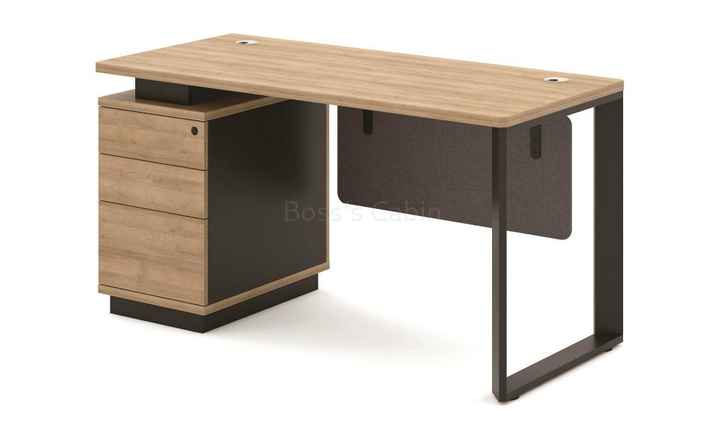 ‘Quin’ 4.5 Feet Office Desk With Drawers In Kaldi Oak Finish