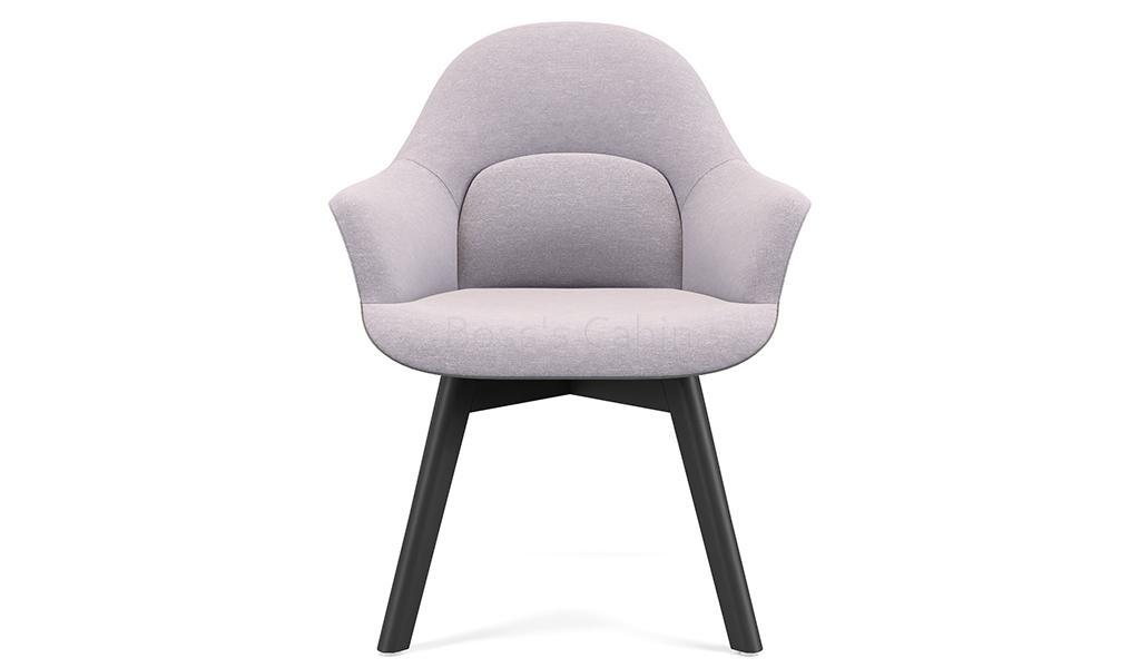 ‘Tulip’ Chair In Fabric With Fixed Solid Wood Base