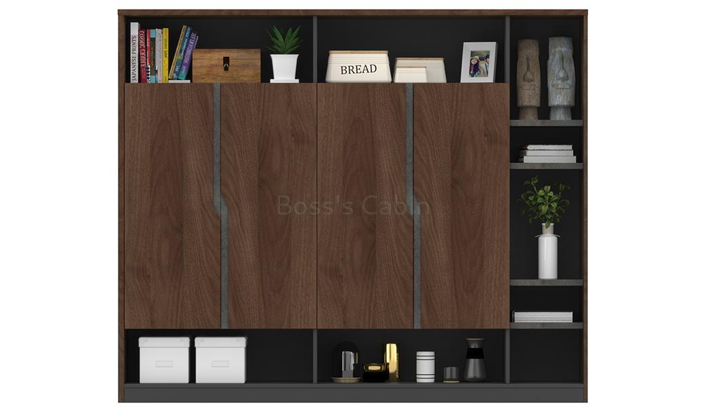 ‘Inspira’ 6 Feet Filing & Display Cabinet In Walnut & Carbon Gray Finish