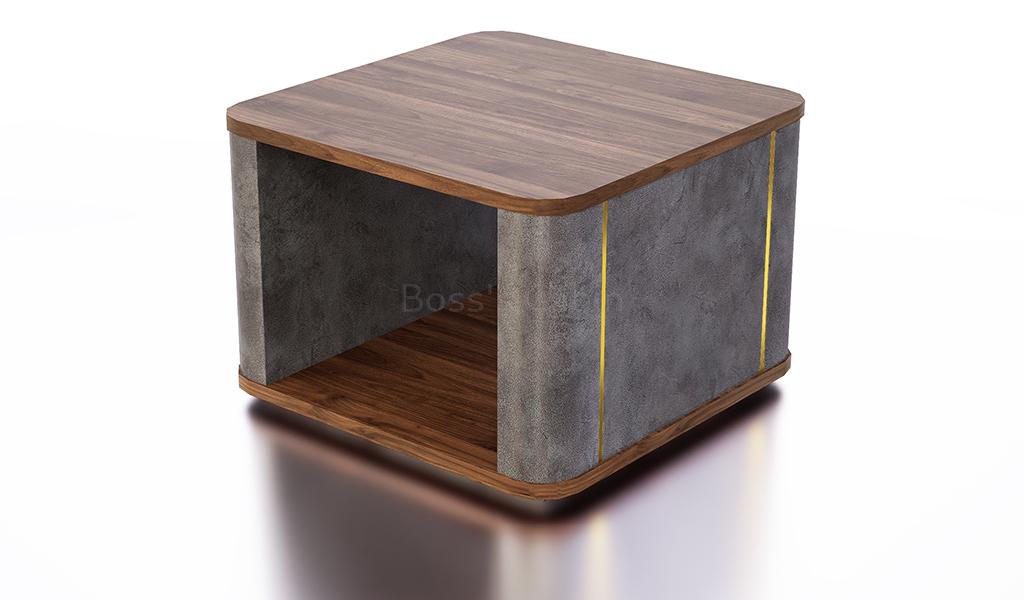 ‘Inspira’ Corner Table In Norica Walnut &  Rock Gray Laminate