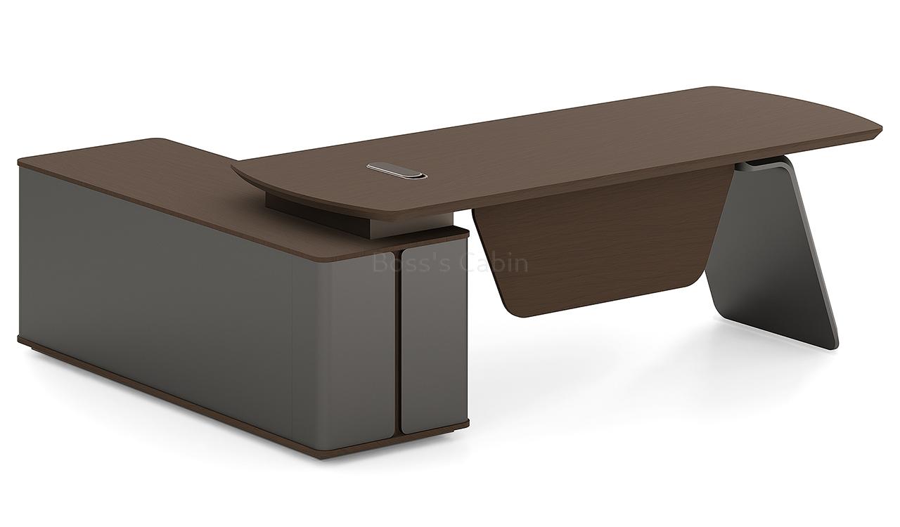 ‘Prima’ 7 Ft. Desk With Slanted Leg In Nackle Walnut & X-Gray Finish