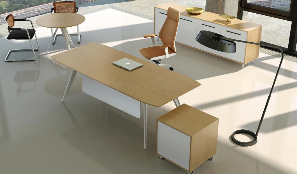 ‘Kross’ 7 Feet Office Desk With Sorage Drawers In Maple Veneer
