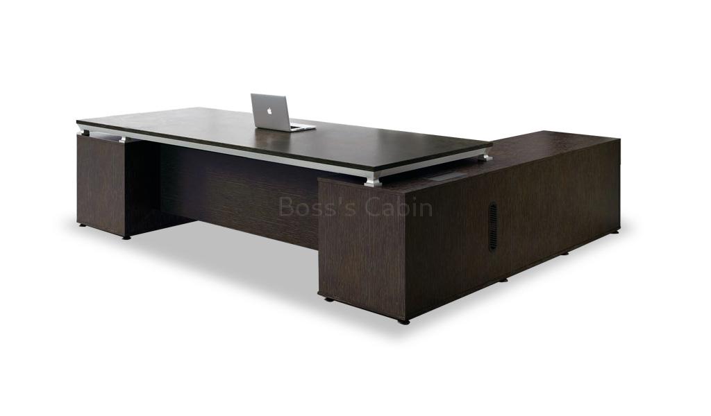 ‘Eazy’ 9 Feet Office Table In Dark Oak Veneer With Wireless Charger