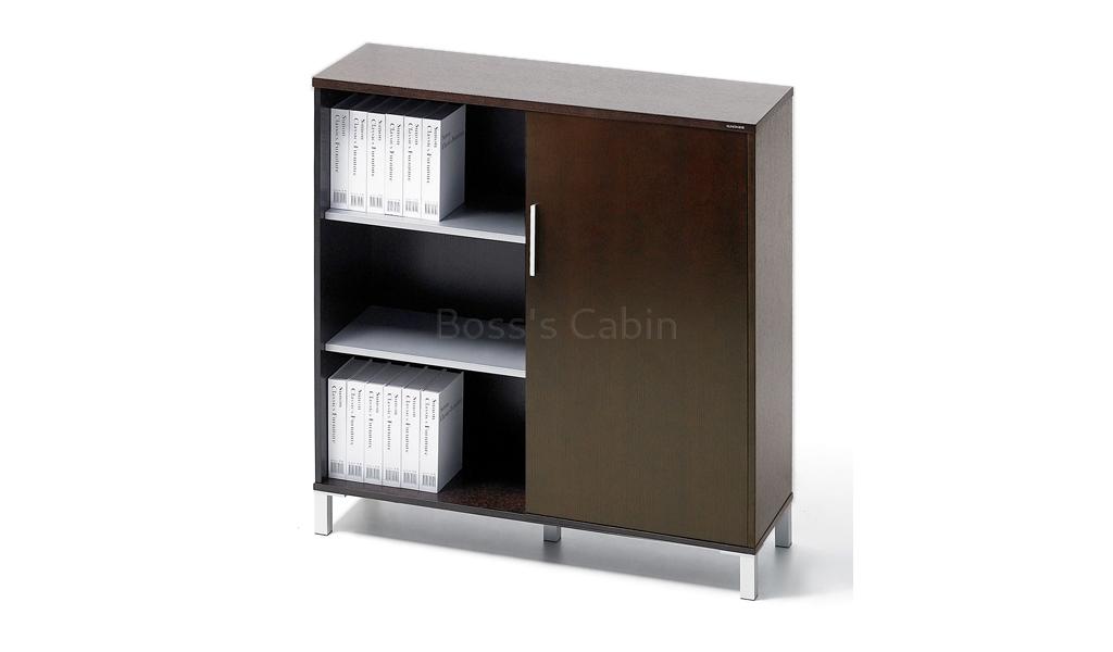 ‘Eazy’ 4 Feet Filing Cabinet & Book Shelf In Dark Oak Veneer
