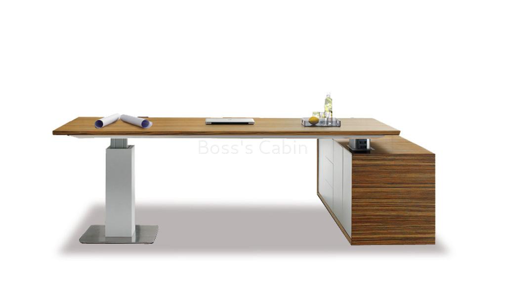 ‘iWork’ 9 Feet L Shape Height Adjustable Desk In Zebra Veneer