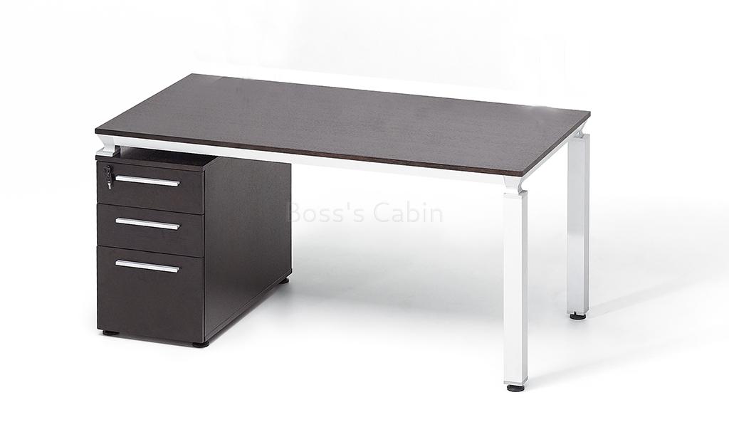 ‘Eazy’ 4.5 Feet Office Desk With Drawers In Dark Oak Veneer