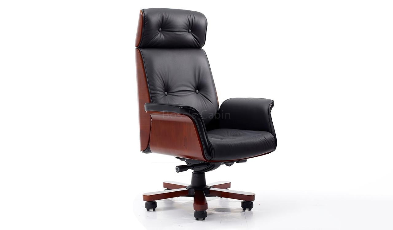 ‘Imperial’ High Back Chesterfield Office Chair In Black Leather
