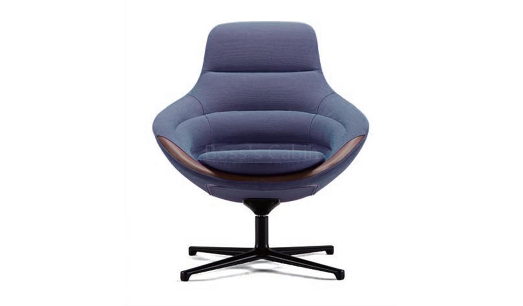 ‘Diva’ Mid-Back Revolving Lounge Chair In Blue Fabric