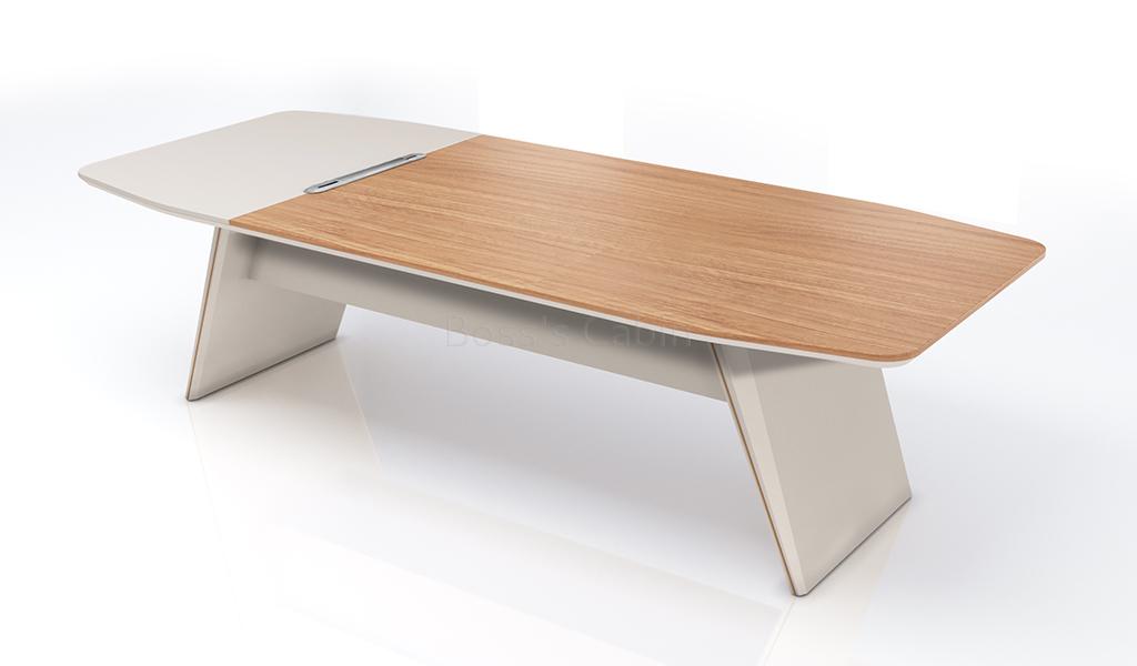 ‘Swan’ 9 Feet Meeting Table In Golden Sandal Wood Finish