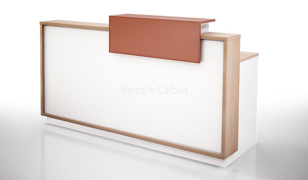 ‘Orion’ 6 Feet Reception Desk In Pear Wood & White Laminate