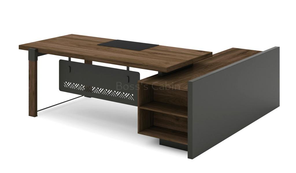 ‘Loft’ 8 Feet Office Table In Walnut & Carbon Gray