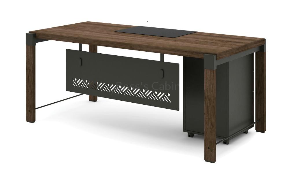 ‘Loft’ 6 Ft Walnut Desk With Mobile Pedestal