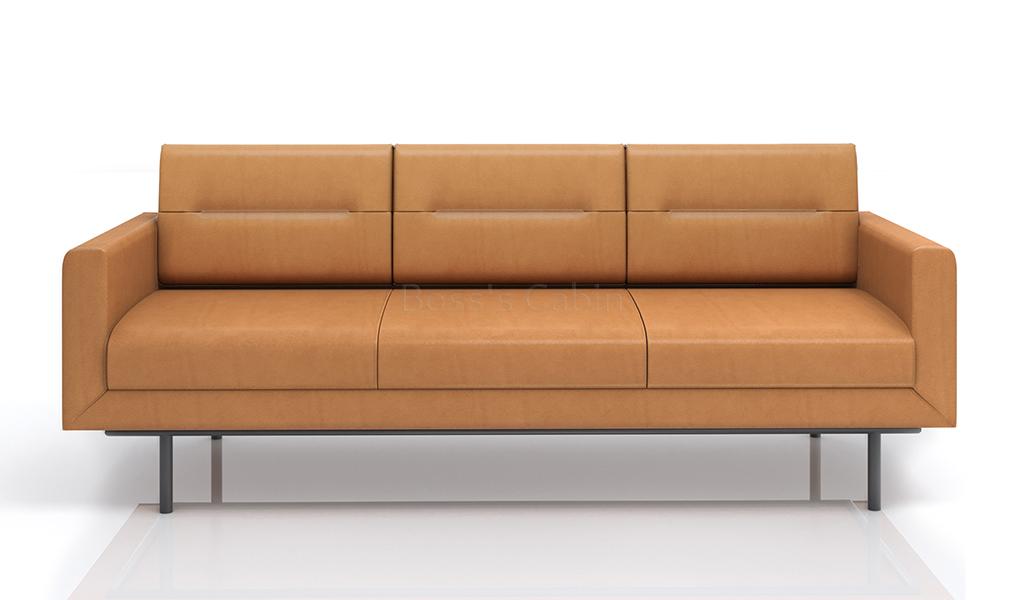 ‘Alpha’ Three Seater Sofa In Tan PU Leather