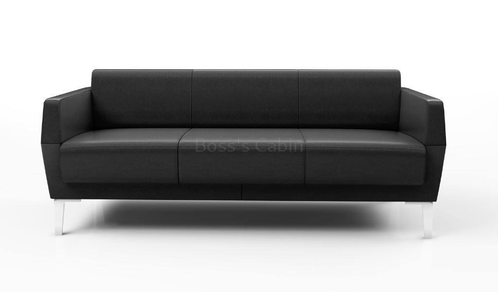 ‘Jane-B’ Three Seater Sofa In Black PU Leather