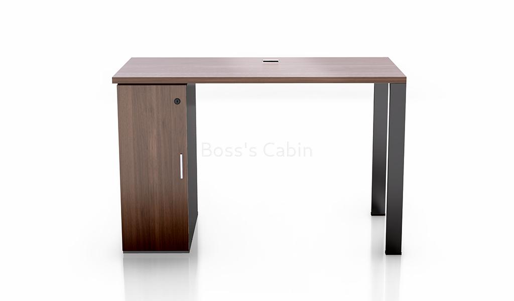 ‘Inspira’ 4 Feet Office Desk With Storage Cabinet In Norica Walnut