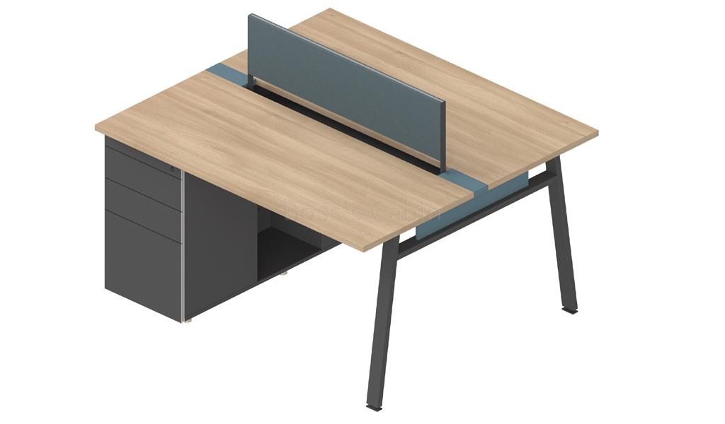 ‘Spiro’ Two Seater Modular Workstation In Akazie Oak & Carbon Gray