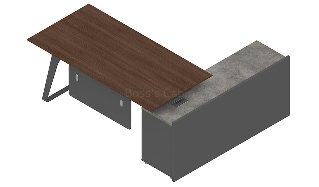 ‘Inspira’ 6 Feet Office Desk In Norica Walnut and Carbon Gray Finish