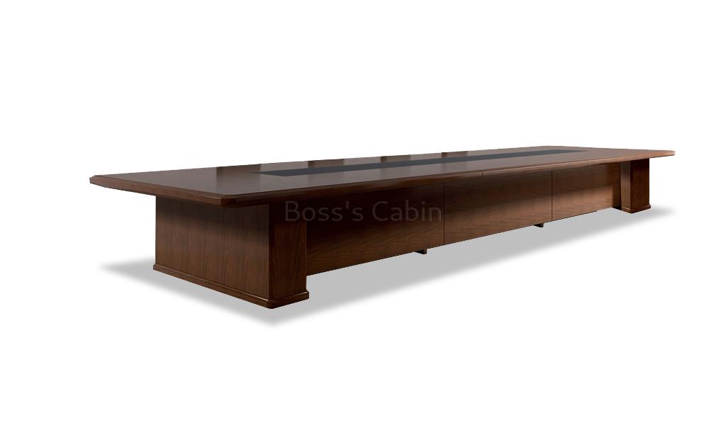 ‘Royale’ 10 Feet Meeting Table With Wire Management In Sapele Veneer