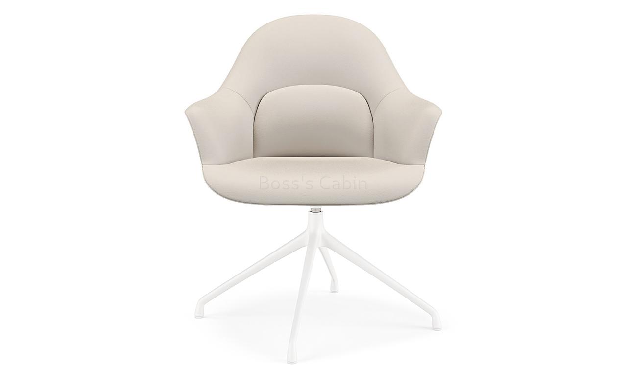 ‘Tulip’ Revolving Chair With Fixed Base In EPU Leather