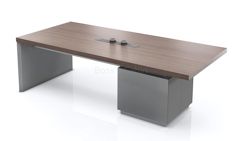 ‘Nexa’ 8 Feet Meeting Table In Pari Walnut and Advanced Gray