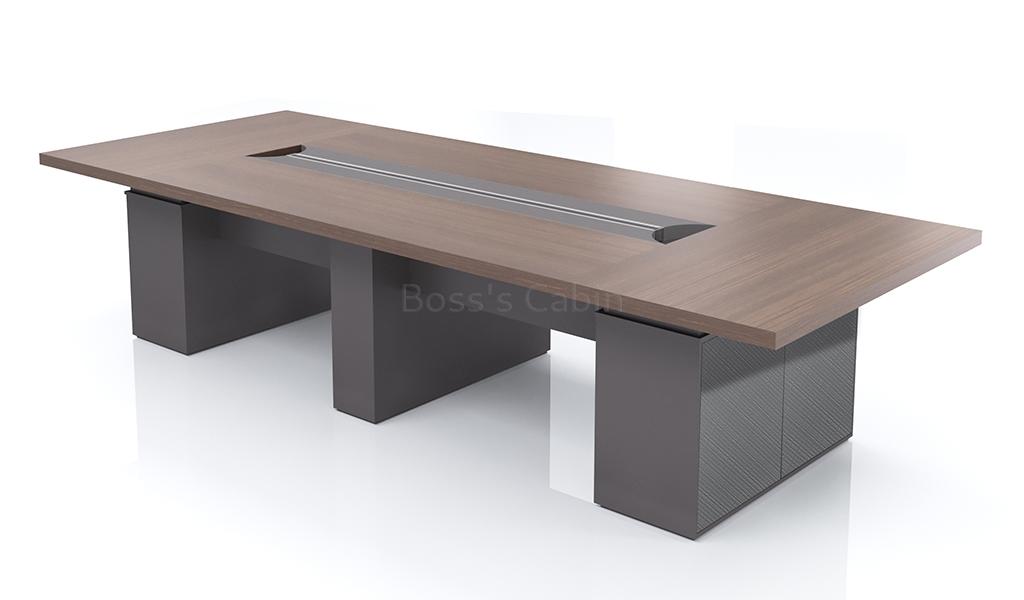 ‘Nexa’ 12 Feet Meeting Table In Pari Walnut and Advanced Gray