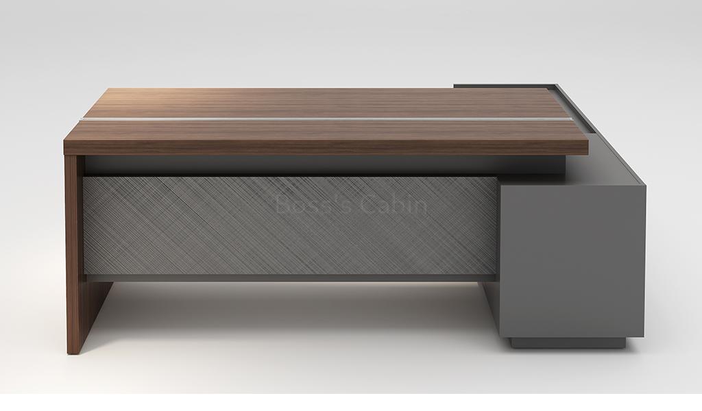 ‘Nexa’ 6 Feet Office Desk In Pari Walnut and Advanced Gray