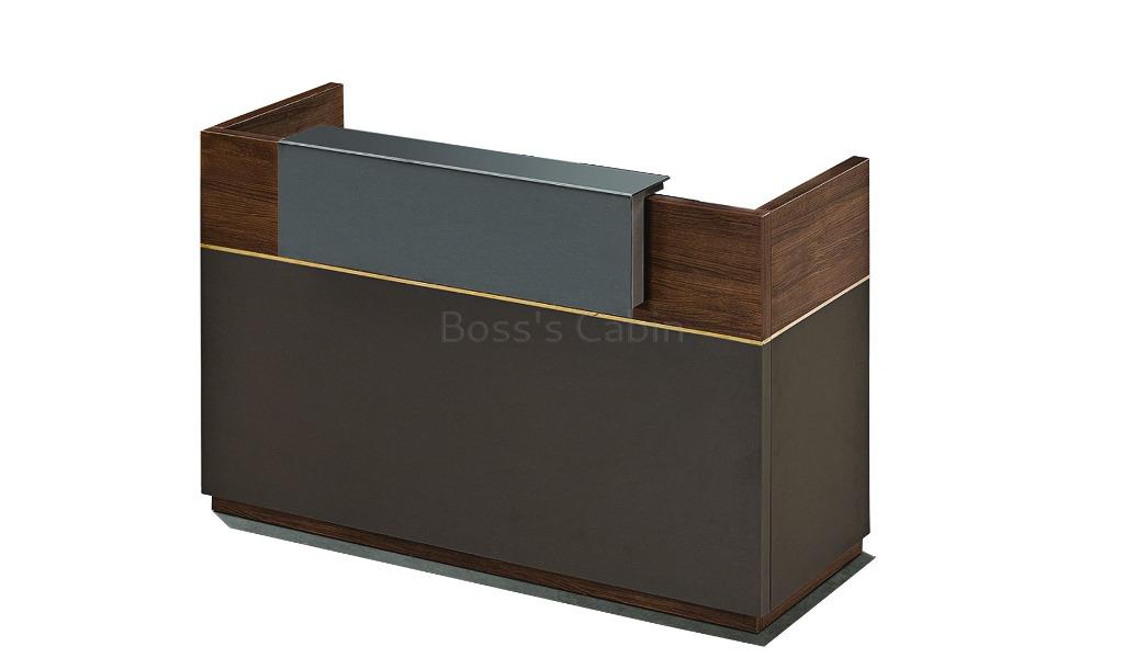 ‘Miro’ 5 Feet Reception Desk In Norica Walnut Laminate Finish