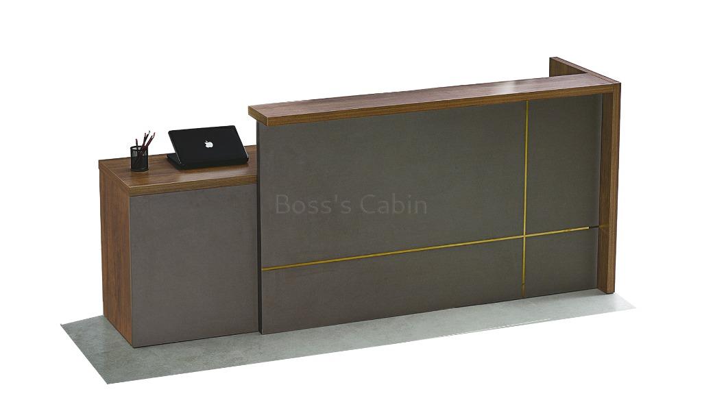 ‘Miro’ 8 Feet Reception Table In King Walnut Laminate Finish