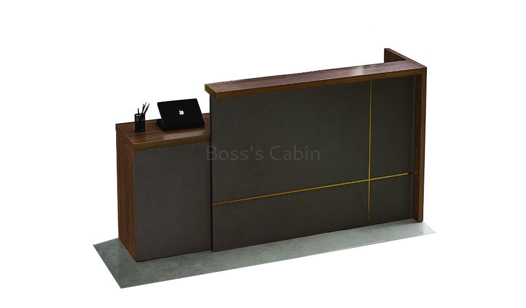 ‘Miro’ 6 Feet Reception Table In Norica Walnut Laminate Finish