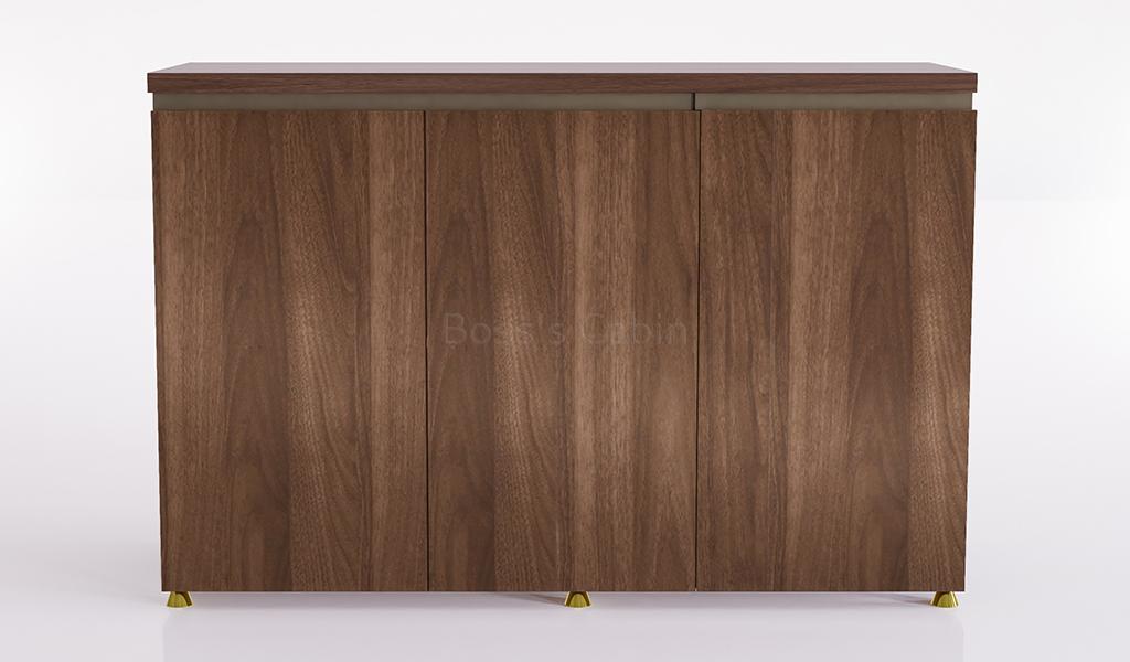 ‘Miro’ 3 Door Low Height Filing Cabinet In Norica Walnut Finish