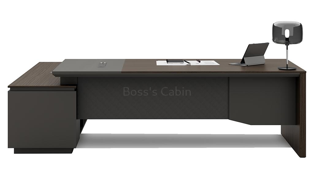 ‘Vistra’ 8.5 Feet Office Desk In Asti Walnut & Advanced Gray