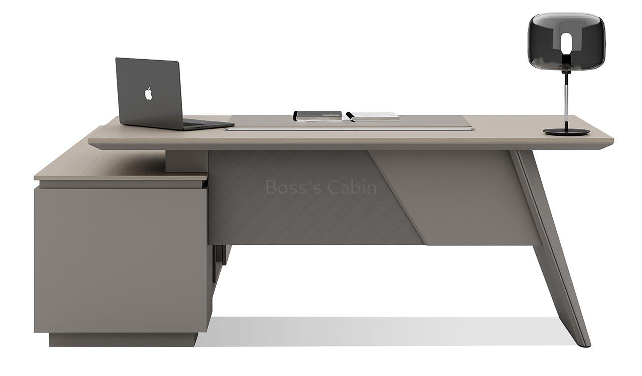 ‘Lucira’ 6.5 Ft. Desk With Slanted Leg In White Oak & Seagull Gray