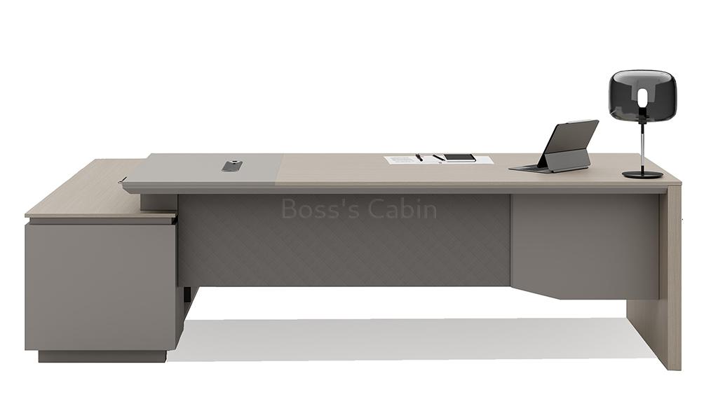 ‘Lucira’ 8.5 Ft. Office Desk In White Oak & Seagull Gray