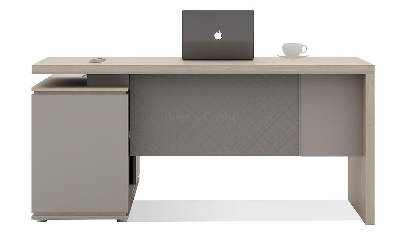 ‘Lucira’ 5 Feet Office Desk In White Oak & Seagull Gray Finish