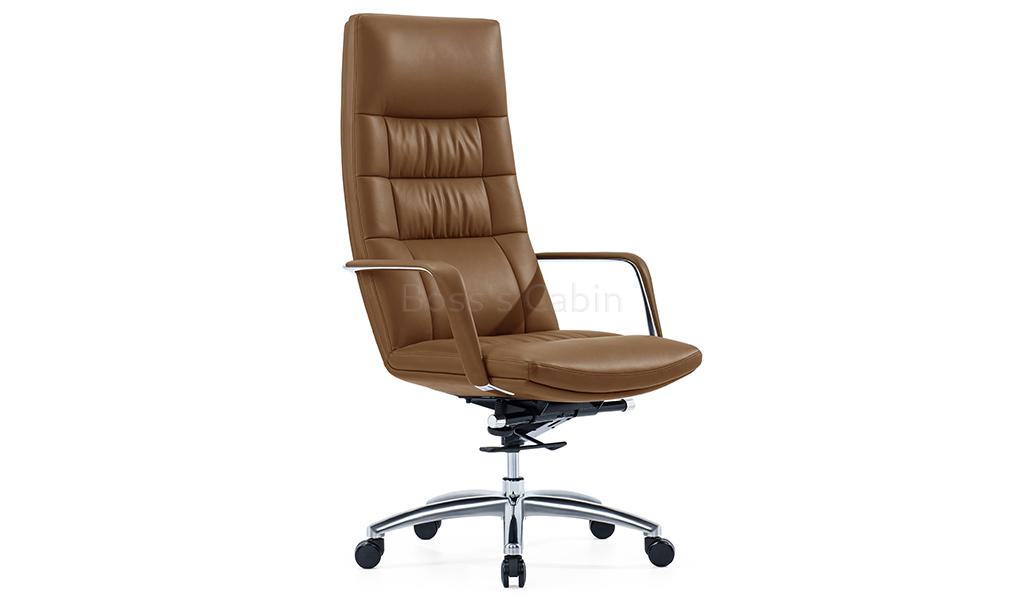 ‘Sigma’ High Back Office Chair In Brown PU Leather